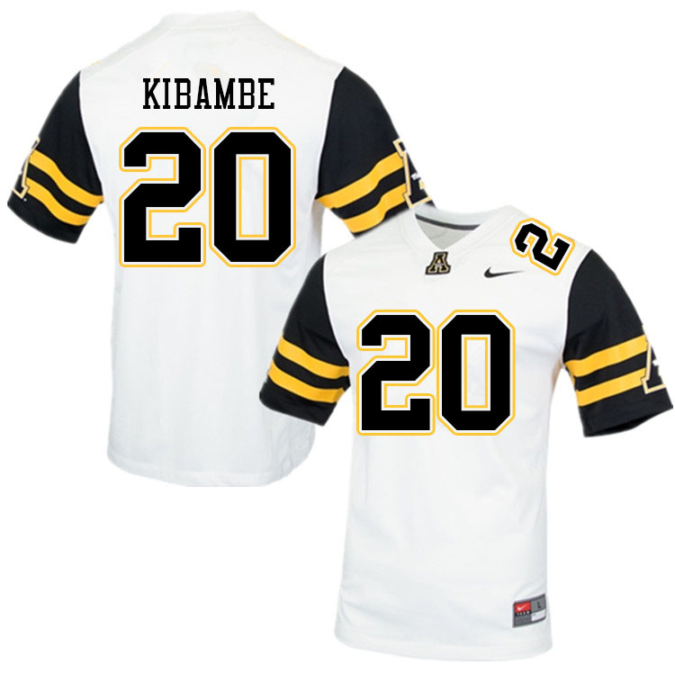 Men #20 Nathan Kibambe Appalachian State Mountaineers College Football Jerseys Sale-White - Click Image to Close